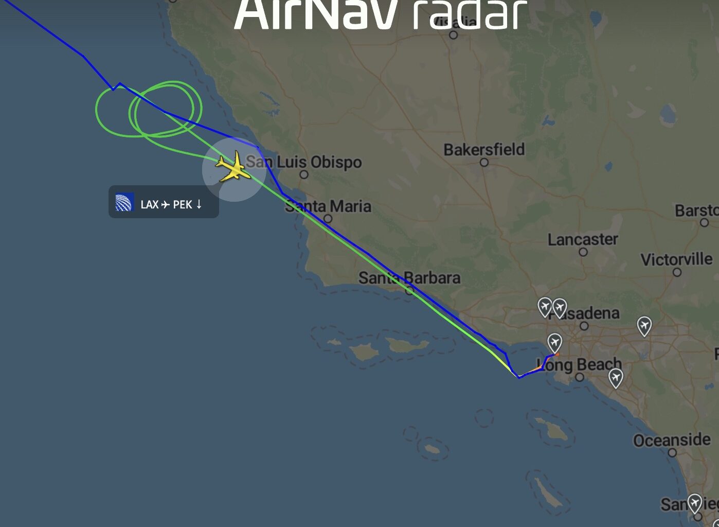 United UA771 to Beijing is reporting a technical issue and returning to LAX