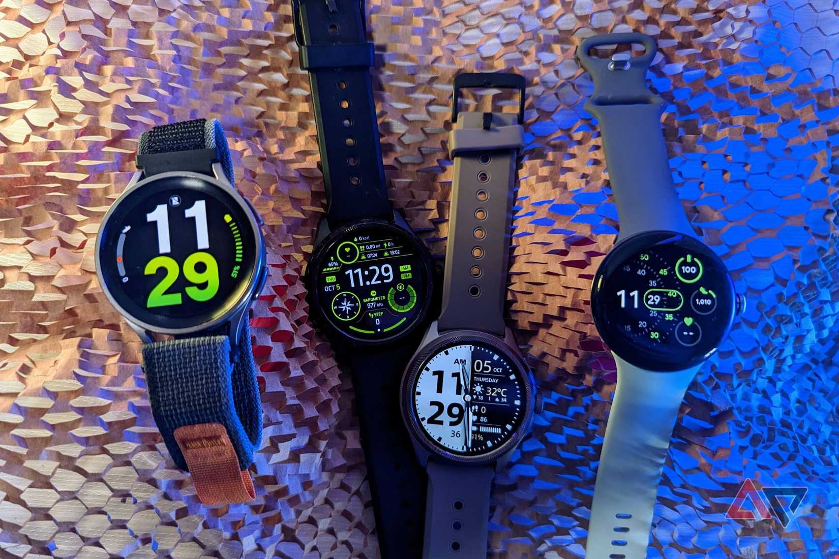 Samsung Galaxy Watch Pro 5, TicWatch Pro 5, and Google Pixel Watch together 
