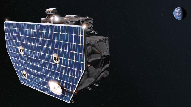 Carruthers Geocorona Observatory satellite leaving Earth. Credit: NASA/BAE
