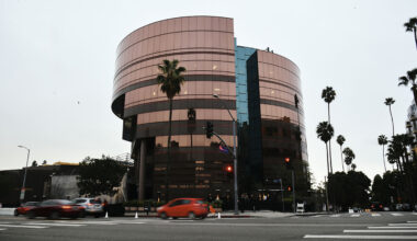 A view of the Directors Guild of America building in Los Angeles, California.