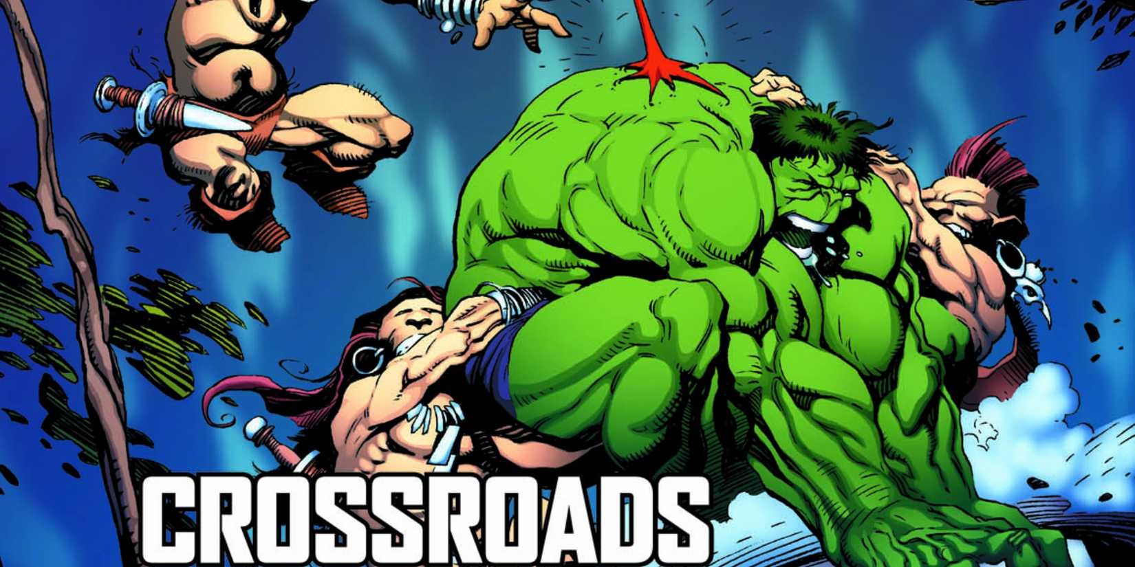 Hulk fights multiple enemies in Crossroads