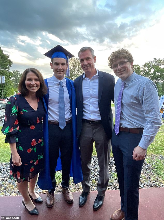 Megan, who shares two sons with her husband (pictured), had removed his name from her social media profiles, reverting back to her maiden name of Kerrigan, in the wake of the scandal