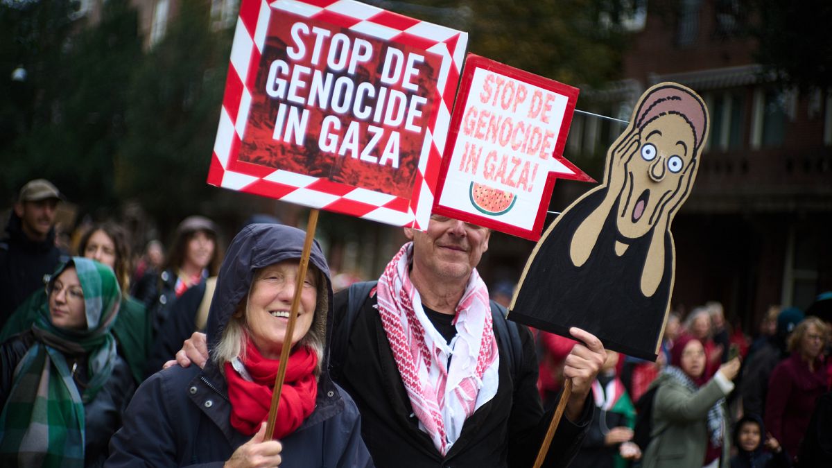Video. Thousands march in Amsterdam urging tougher Dutch stance on Gaza war