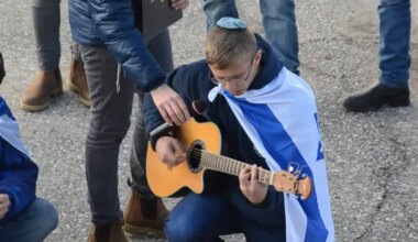 Chilling footage: Yaniv, who fell in Gaza, plays music at concentration camp