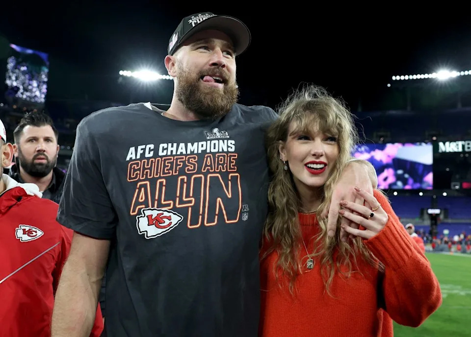 Since Travis Kelce plays for the Kansas City Chiefs, many wondered whether the top was a response to Swift singing about their alleged feud on her “Life of a Showgirl” song “Actually Romantic.” Getty Images