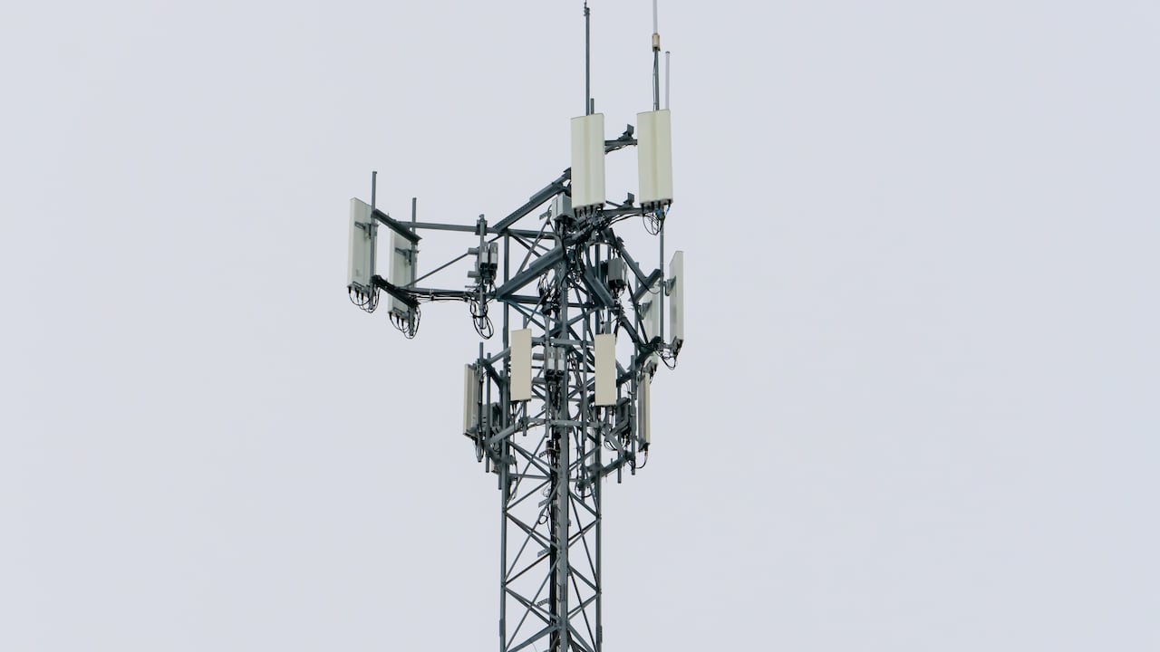 A close-up of a cellular tower.