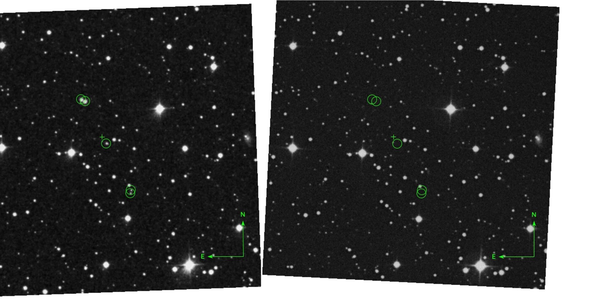 Comparison between two astronomical plates