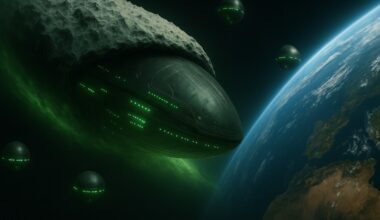 asteroid being nuked in space