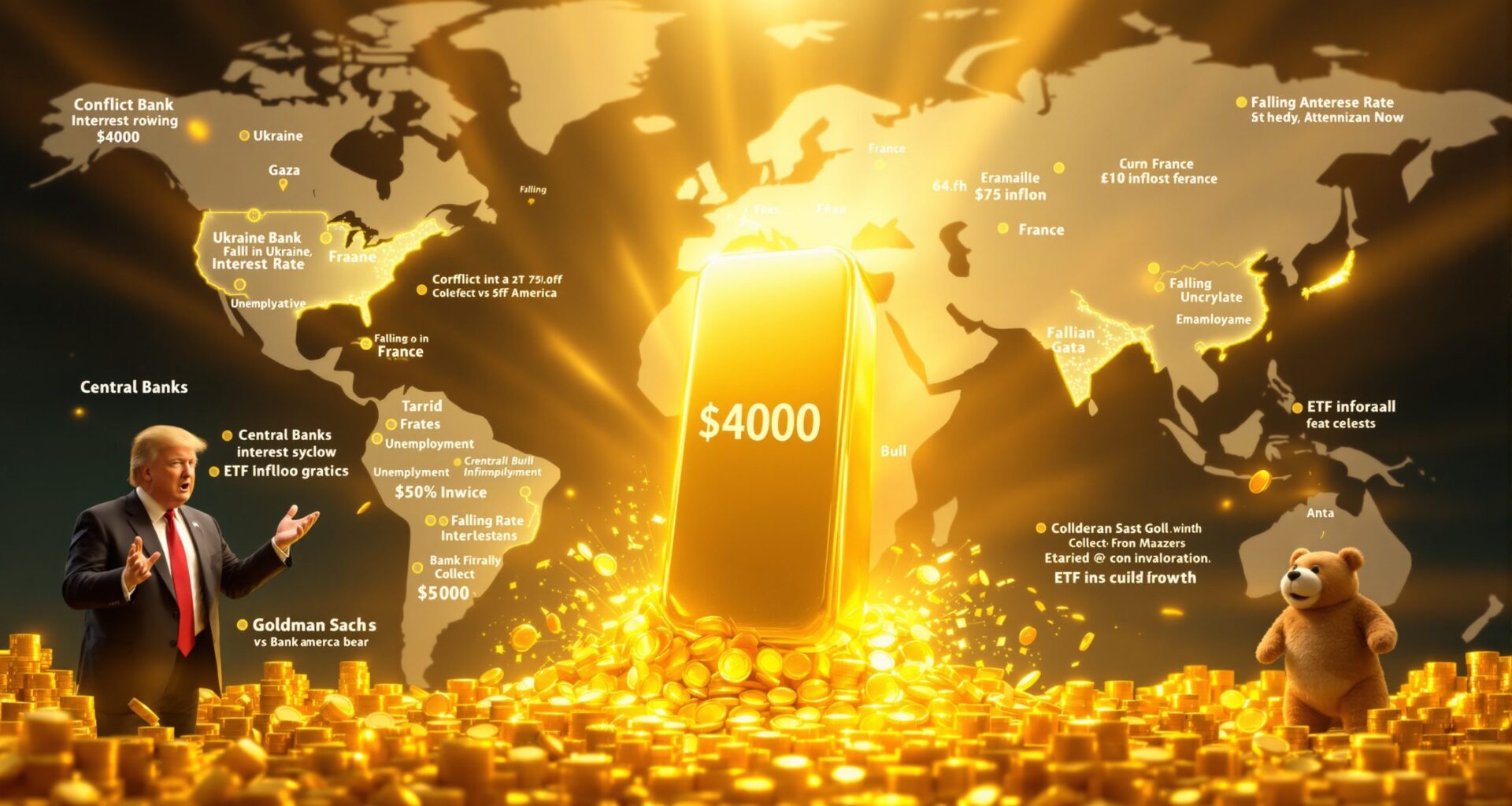 Global uncertainty influences rising gold prices.