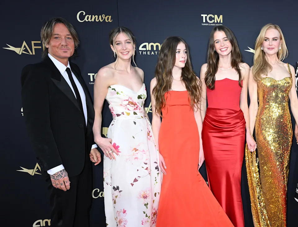 Keith Urban, Faith Margaret Urban, Sunday Rose Kidman-Urban, Sybella Hawley, Nicole Kidman at the AFI Life Achievement Award Honoring Nicole Kidman held at The Dolby Theatre on April 27, 2024 in Los Angeles, California.
