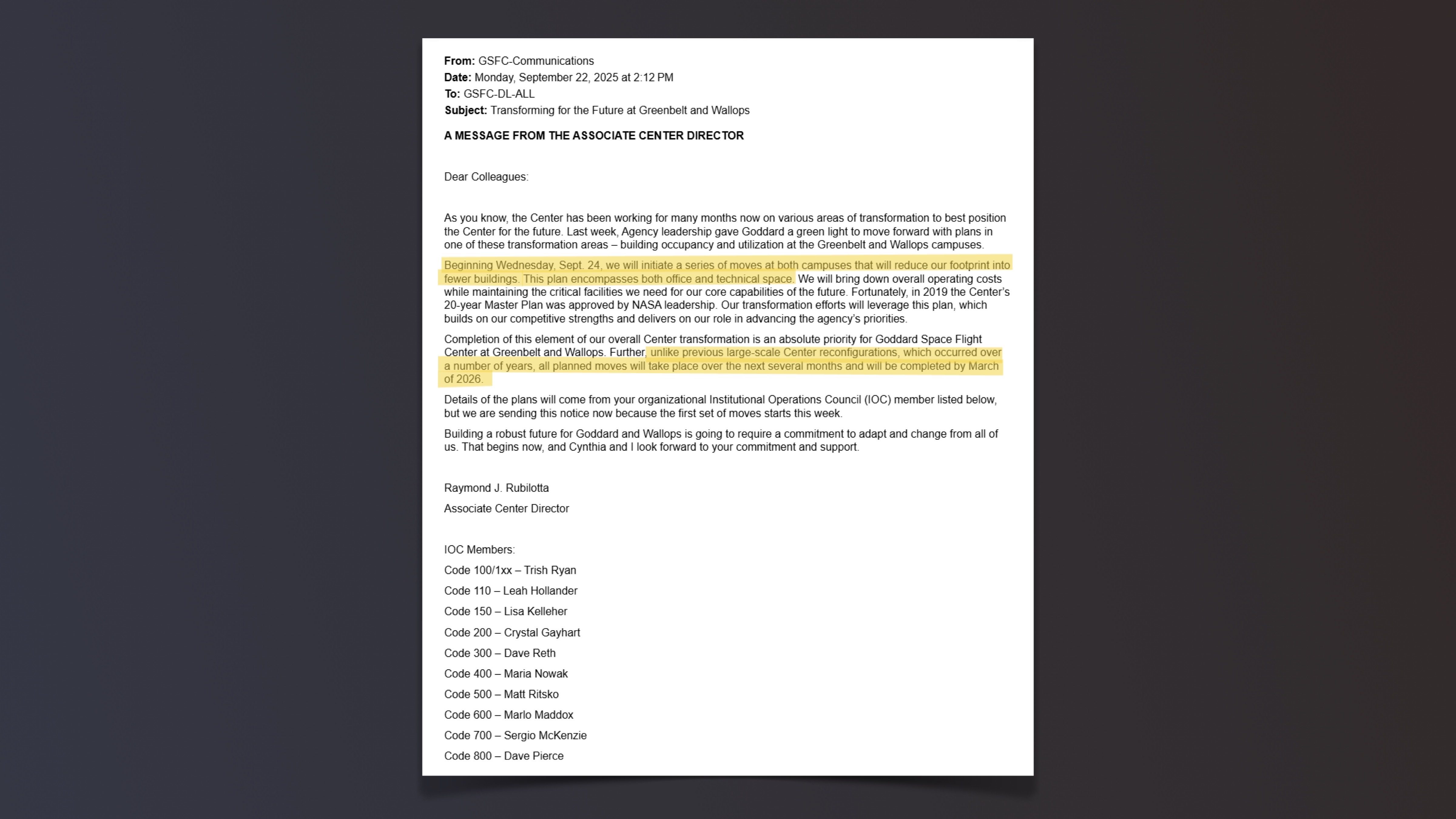 A document with redactions and highlights.