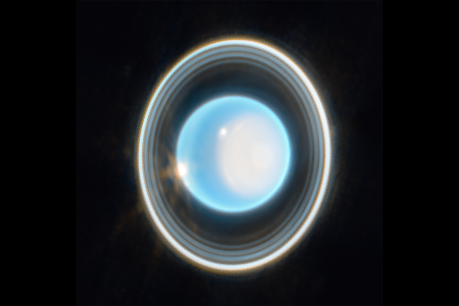 Image of Uranus and its rings from JWST. Credit - NASA