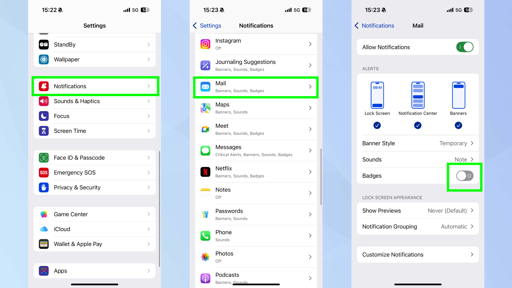 How to toggle off notification badges on iPhone