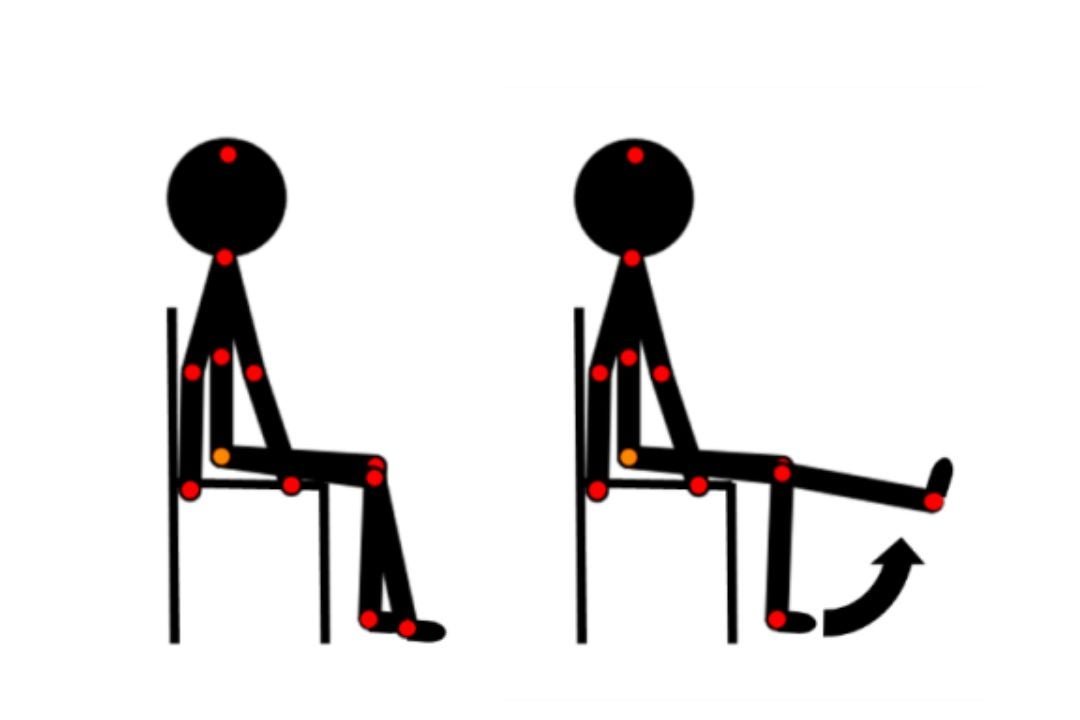 Seated leg kick exercise