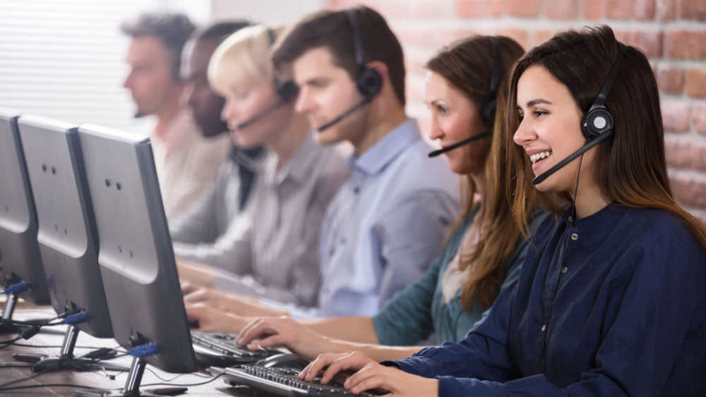 people working at a call center