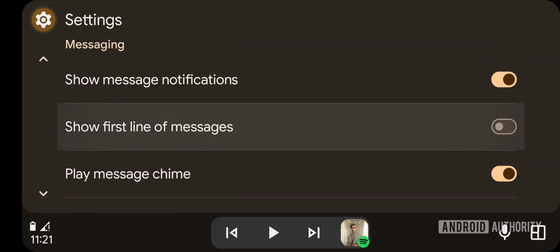 Android Auto settings 1