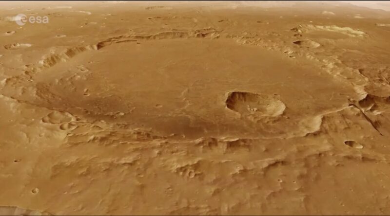 An aerial view of the Da Vinci crater on Mars 