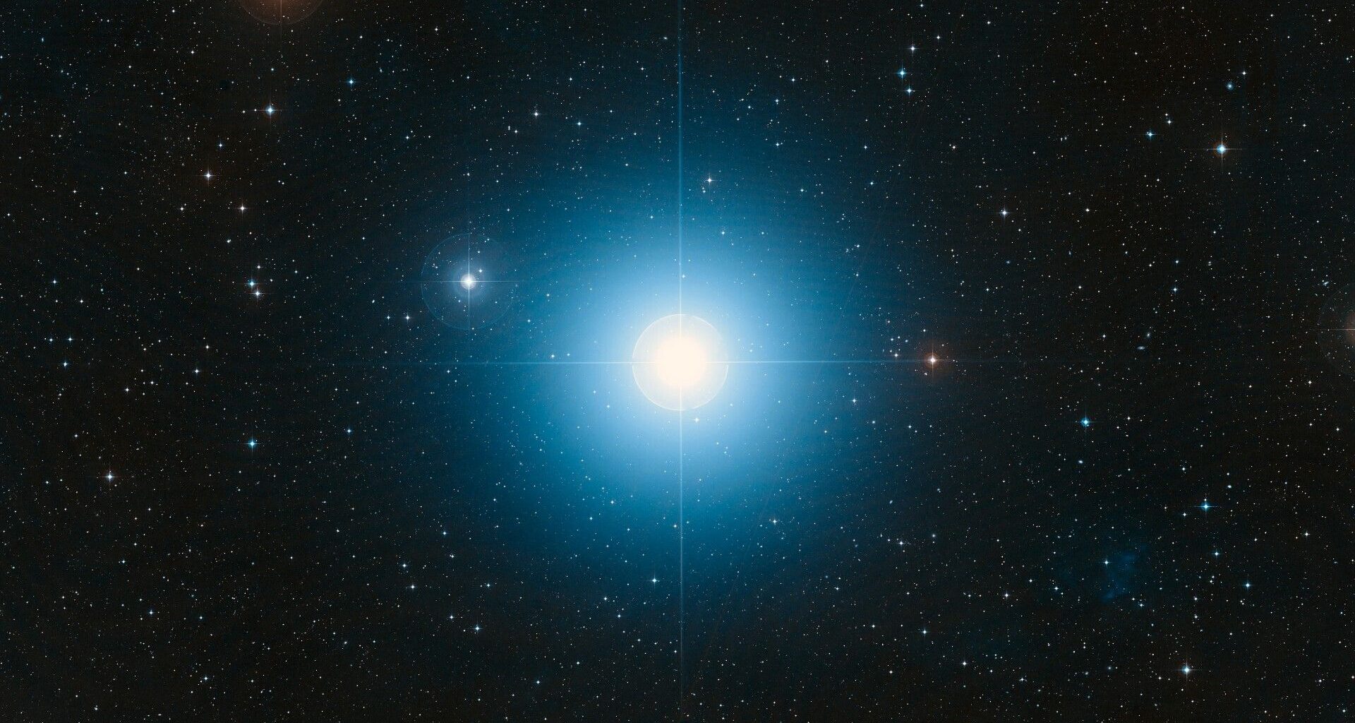 An illustration of a blue glowing star representing formalhaut.