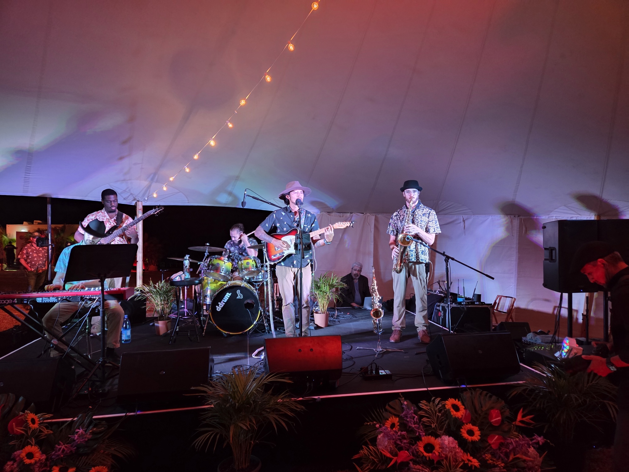 band playing at night by Galaxy S25 Plus