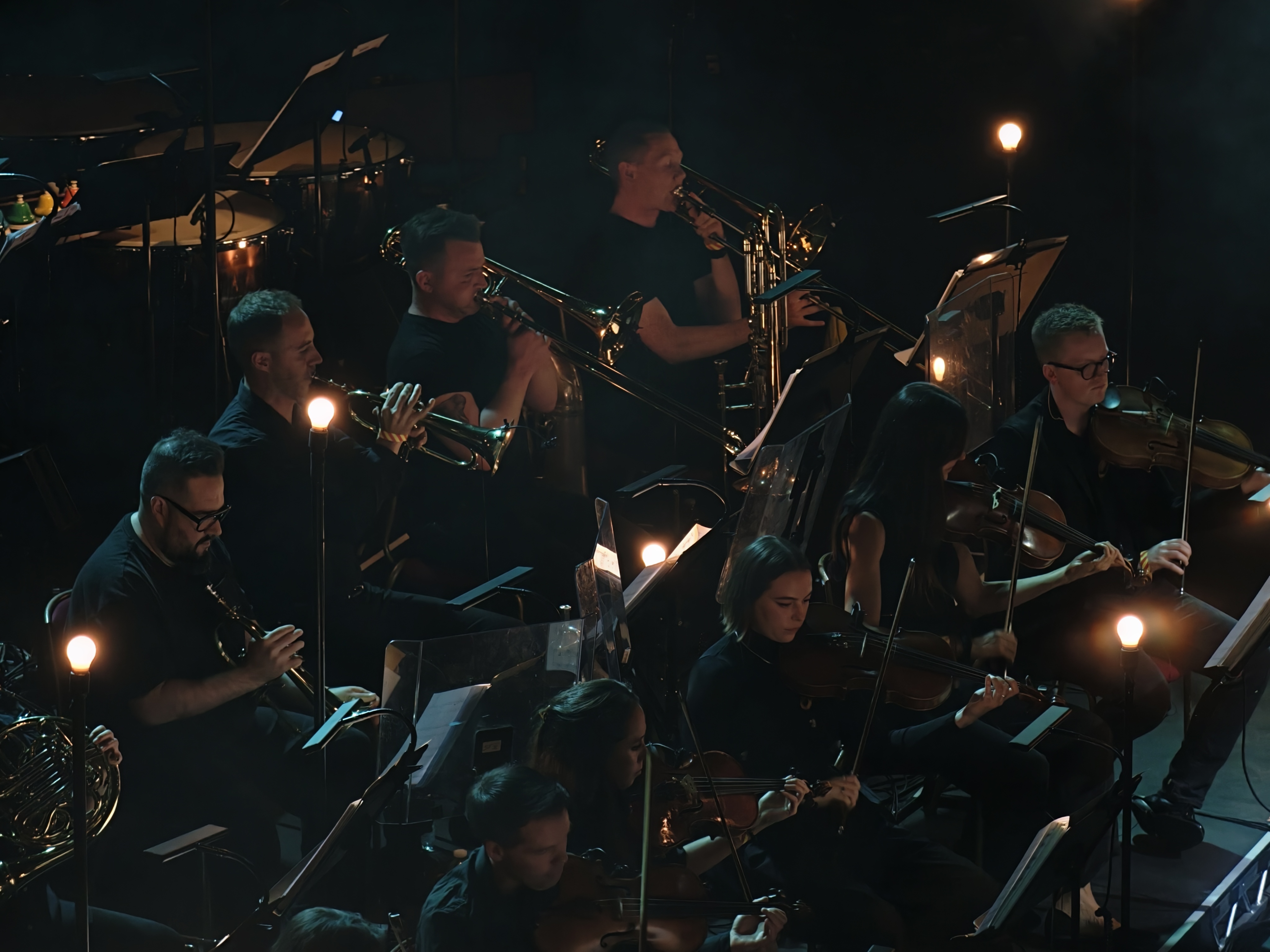 The brass section of an orchestra