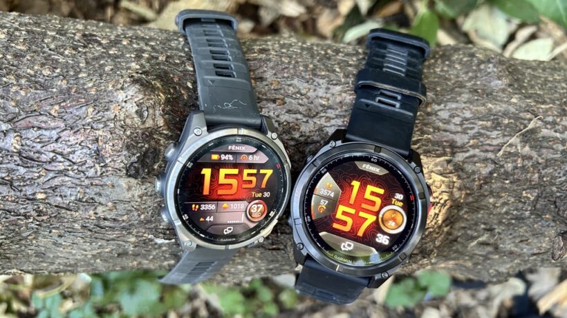 Garmin Fenix 8 Pro AMOLED (left) and MicroLED (right).