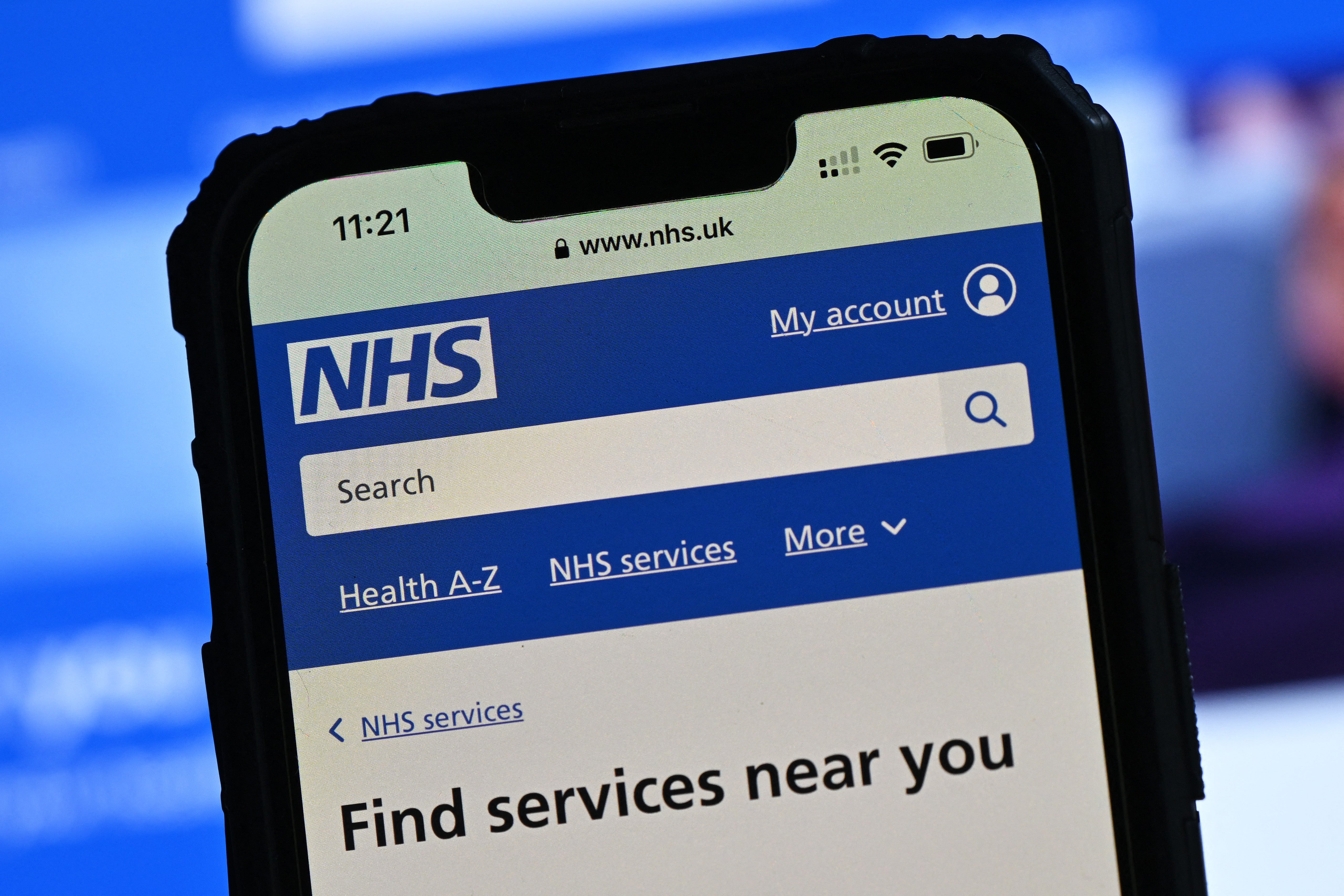 The National Health Service (NHS) app displayed on a mobile phone screen