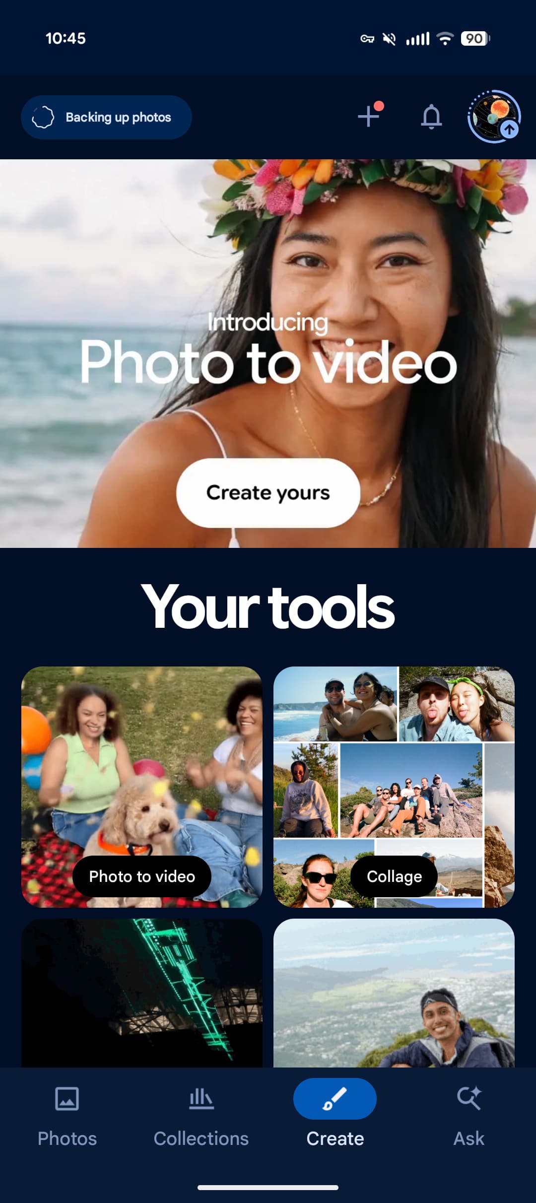 Google Photos Create tab