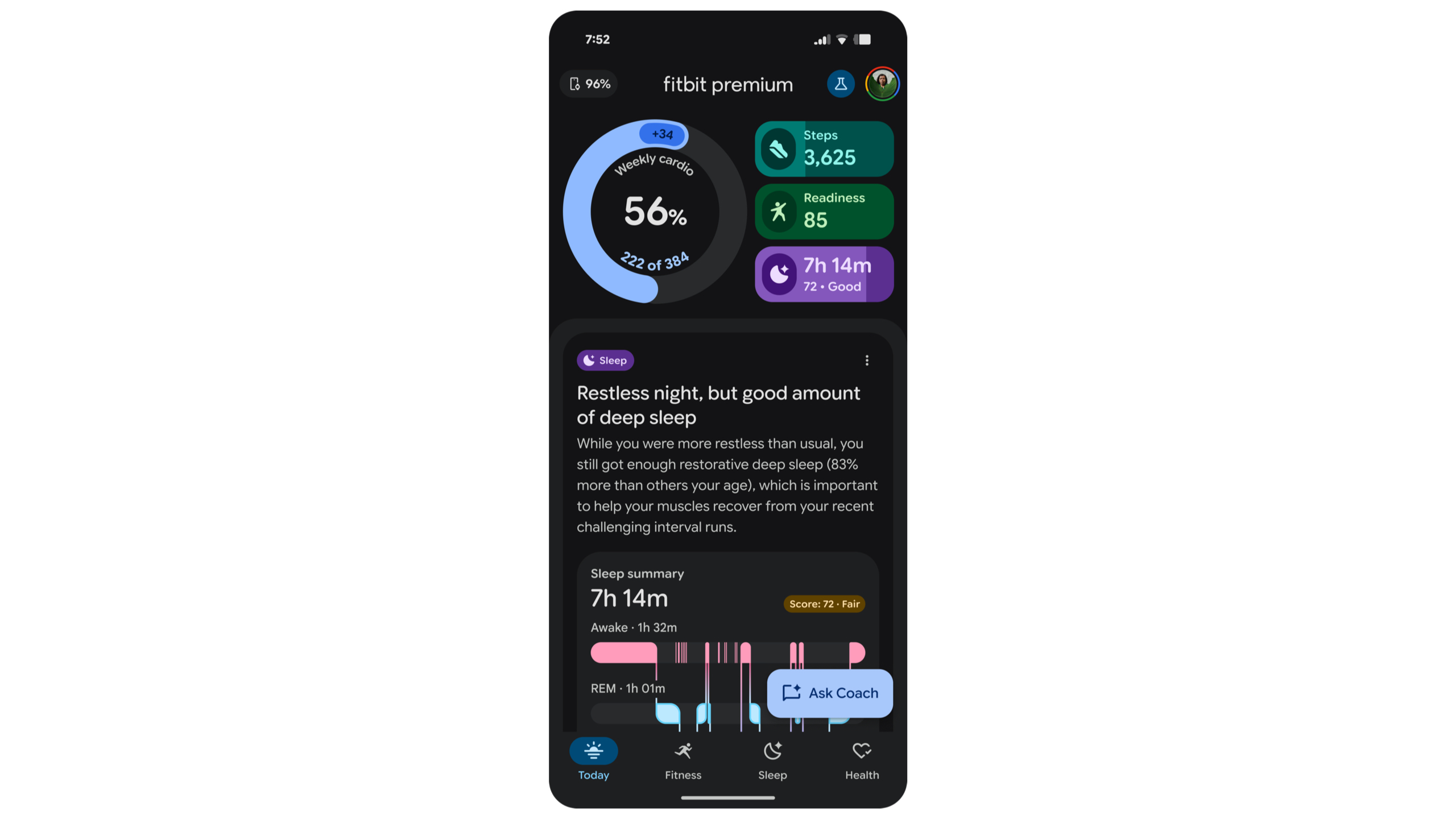 The new Fitbit app for Android with redesgined home screen layout