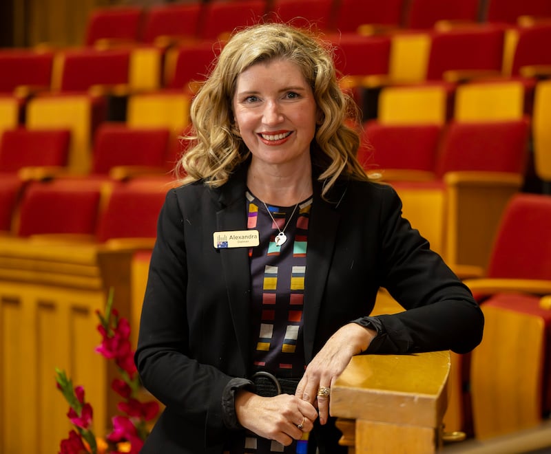 Alexandra Dalman poses for a photo as global members of The Tabernacle Choir at Temple Square discuss their musical histories and how they feel about the opportunity to be members of the choir, during an interview in the Tabernacle in Salt Lake City on Tuesday, Sept. 23, 2025.