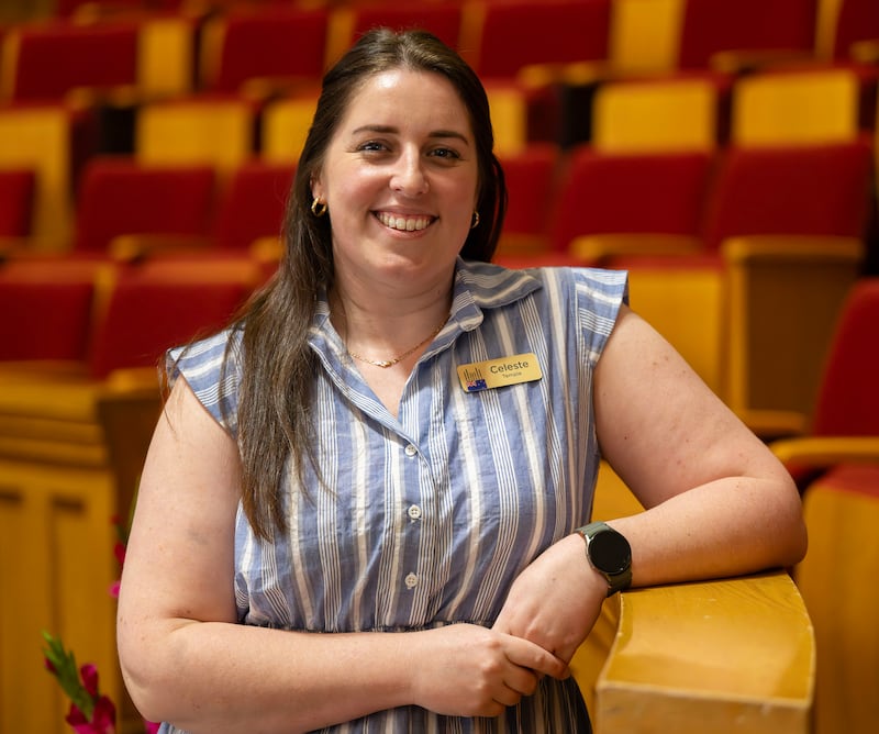 Celeste Temple poses for a photo as global members of The Tabernacle Choir at Temple Square discuss their musical histories and how they feel about the opportunity to be members of the choir, during an interview in the Tabernacle in Salt Lake City on Tuesday, Sept. 23, 2025.
