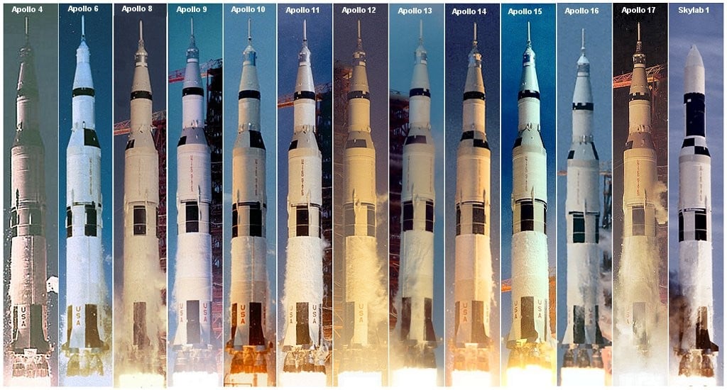 The Saturn V launches of the Apollo era arguably mark human's first steps into the Solar System (Credit : NASA)