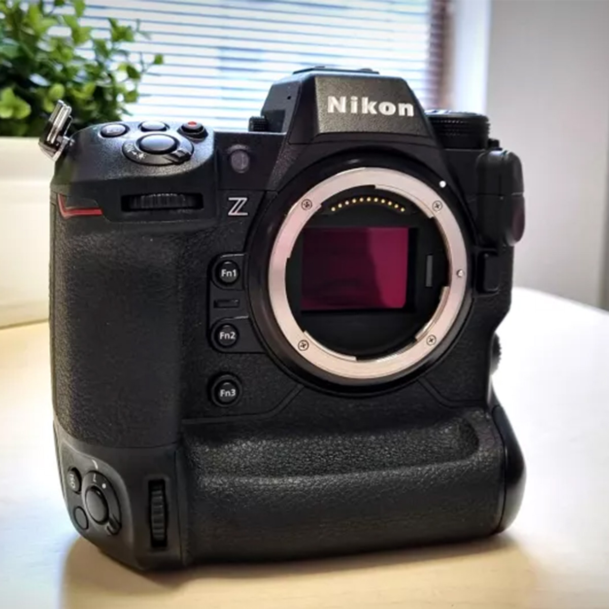 The Nikon Z9 body sat on a table indoors