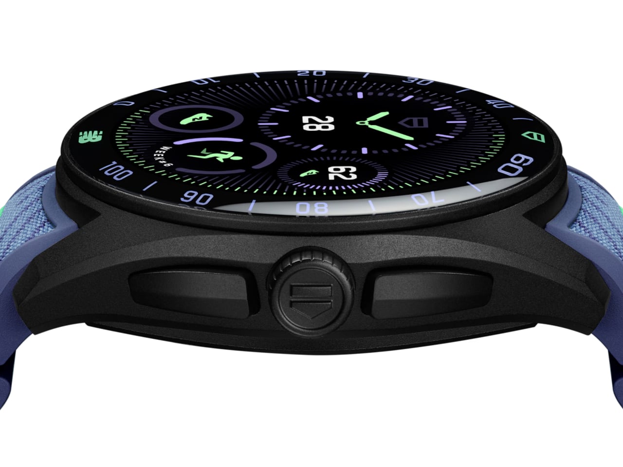 TAG Heuer E5 titanium case detail showing Swiss watchmaking finishing and material quality