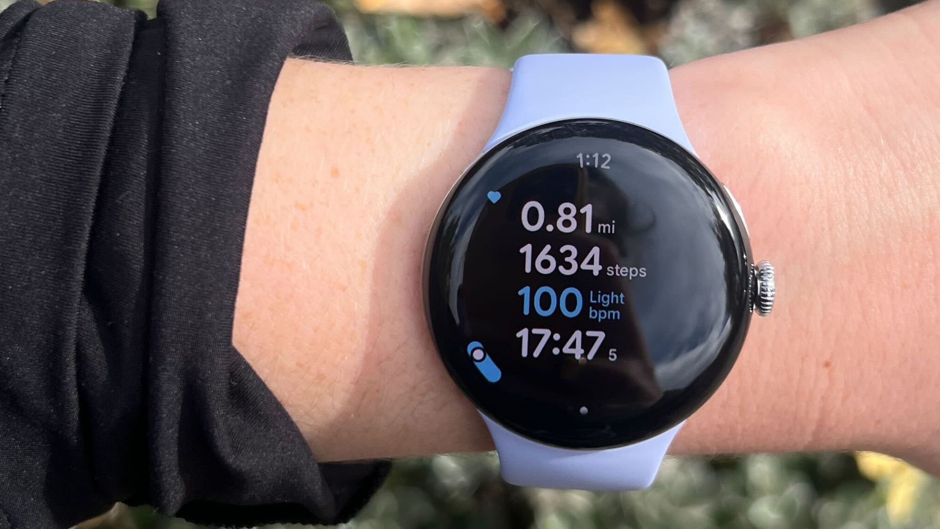 Grace Walsh wearing the Google Pixel Watch 4 in walking mode