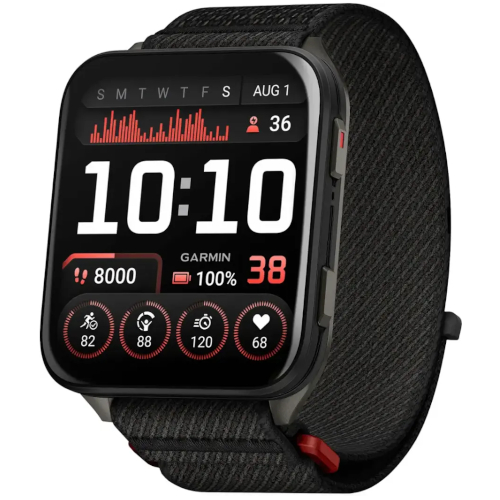 Render of the Black Garmin Venu X1 smartwatch