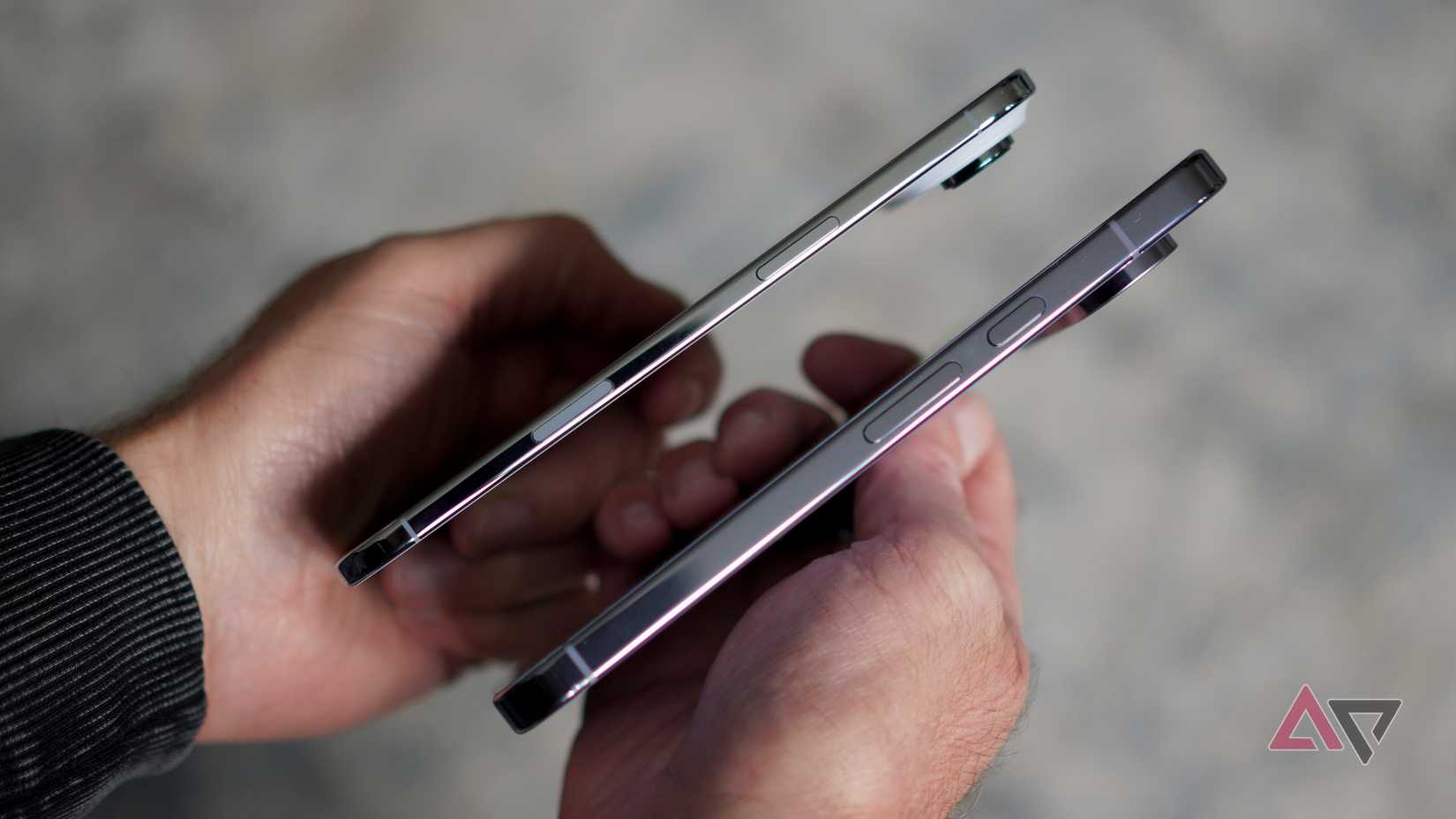 The side of the Apple iPhone Air and Google Pixel 10 Pro XL