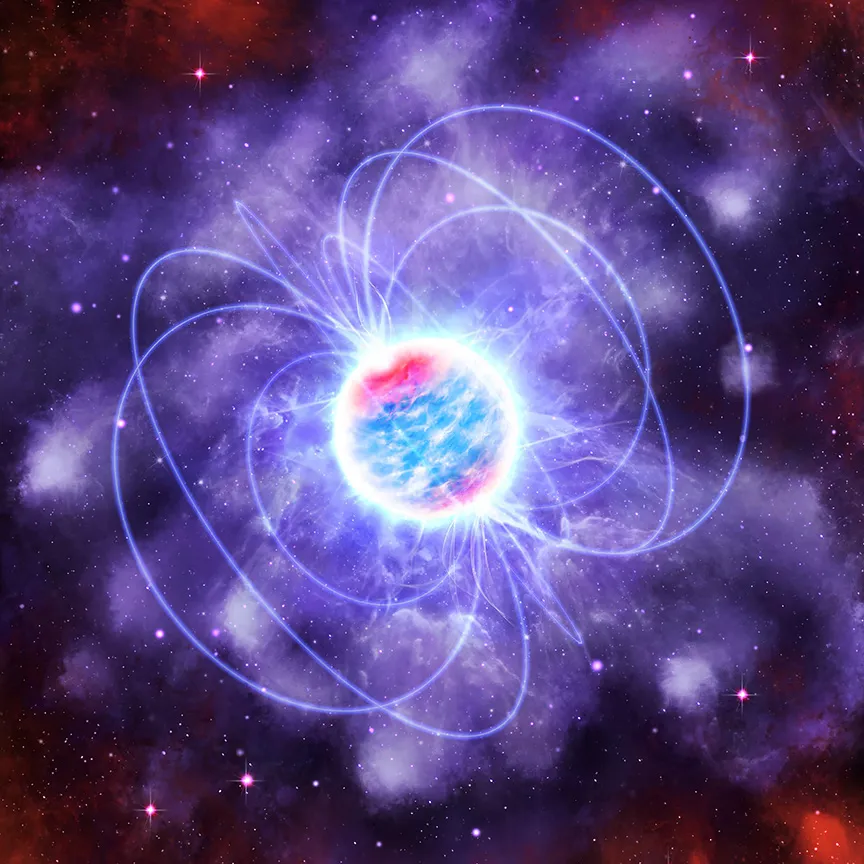 Artist's impression of a neutron star. Credit: ICE-CSIC/D. Futselaar/Marino et al.)