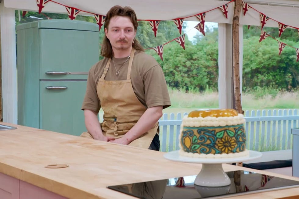 Great British Bake Off 2025 Dessert Week, Iain great british bake off 2025 dessert week, iain sat at his bench looking at his bake