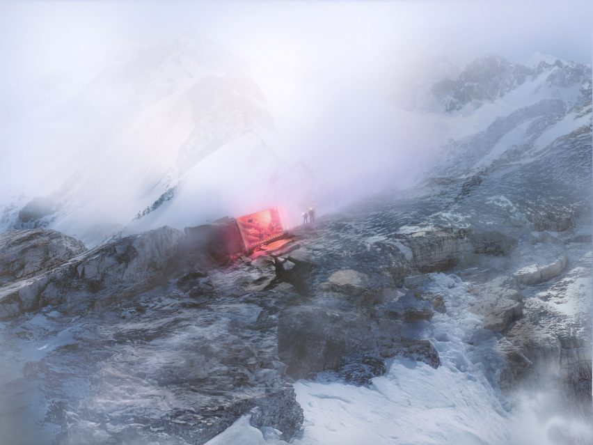 Render of a mountain refuge by Carlo Ratti Associati