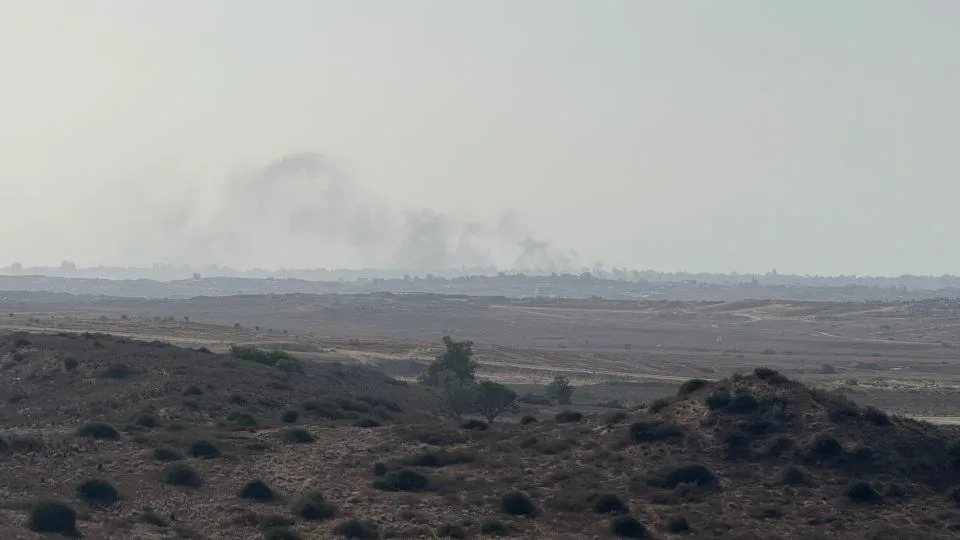 Smoke rising above Gaza as seen from the Sderot observation point in southern Israel. Several rounds of artillery shelling could be heard being fired. -   Zeena Saifi/CNN