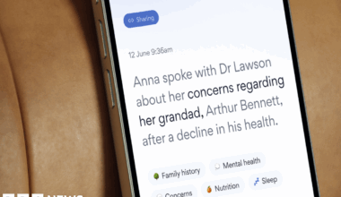 A phone has the Mirror app open, which has details from a medical appointment on it.