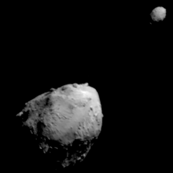 Asteroids Didymos &amp; Dimorphos as seen from DART. Credit - NASA/Johns Hopkins APL