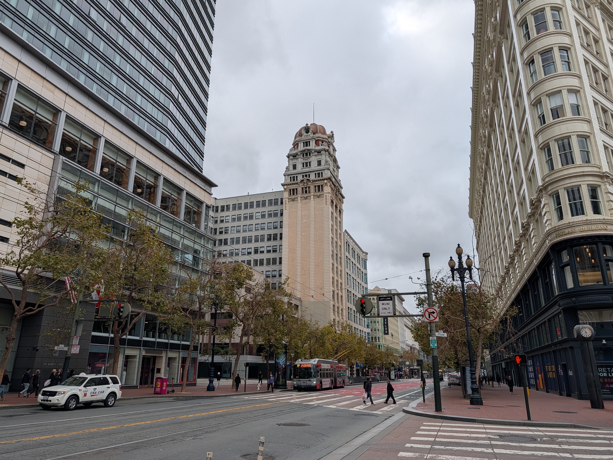 Downtown San Francisco buildings on Market street shot by Pixel 10 Pro
