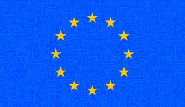 European Union flag on tech background