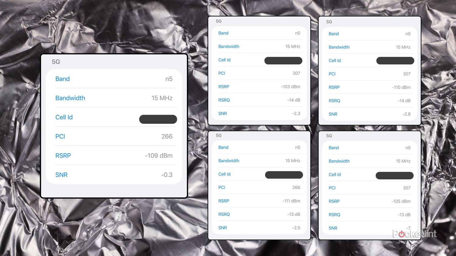 Five different field test displays. 