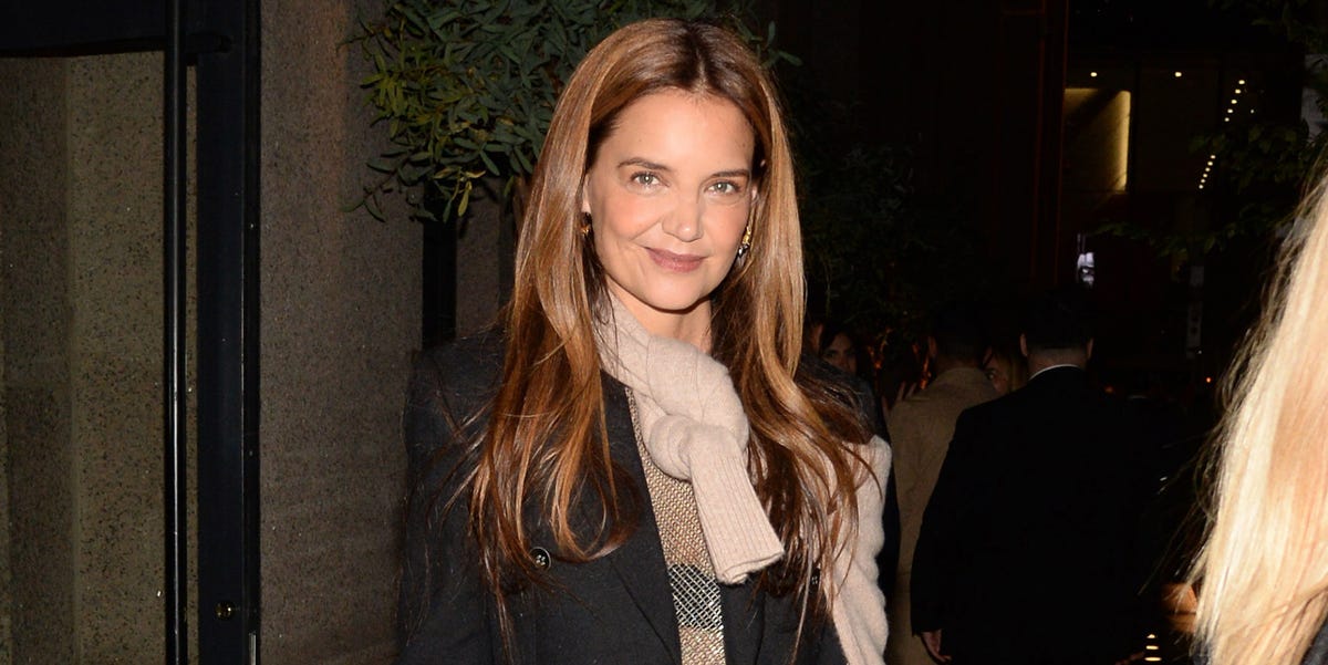 Katie Holmes Slips on a Sheer, Sparkly Party Top for a Night in NYC