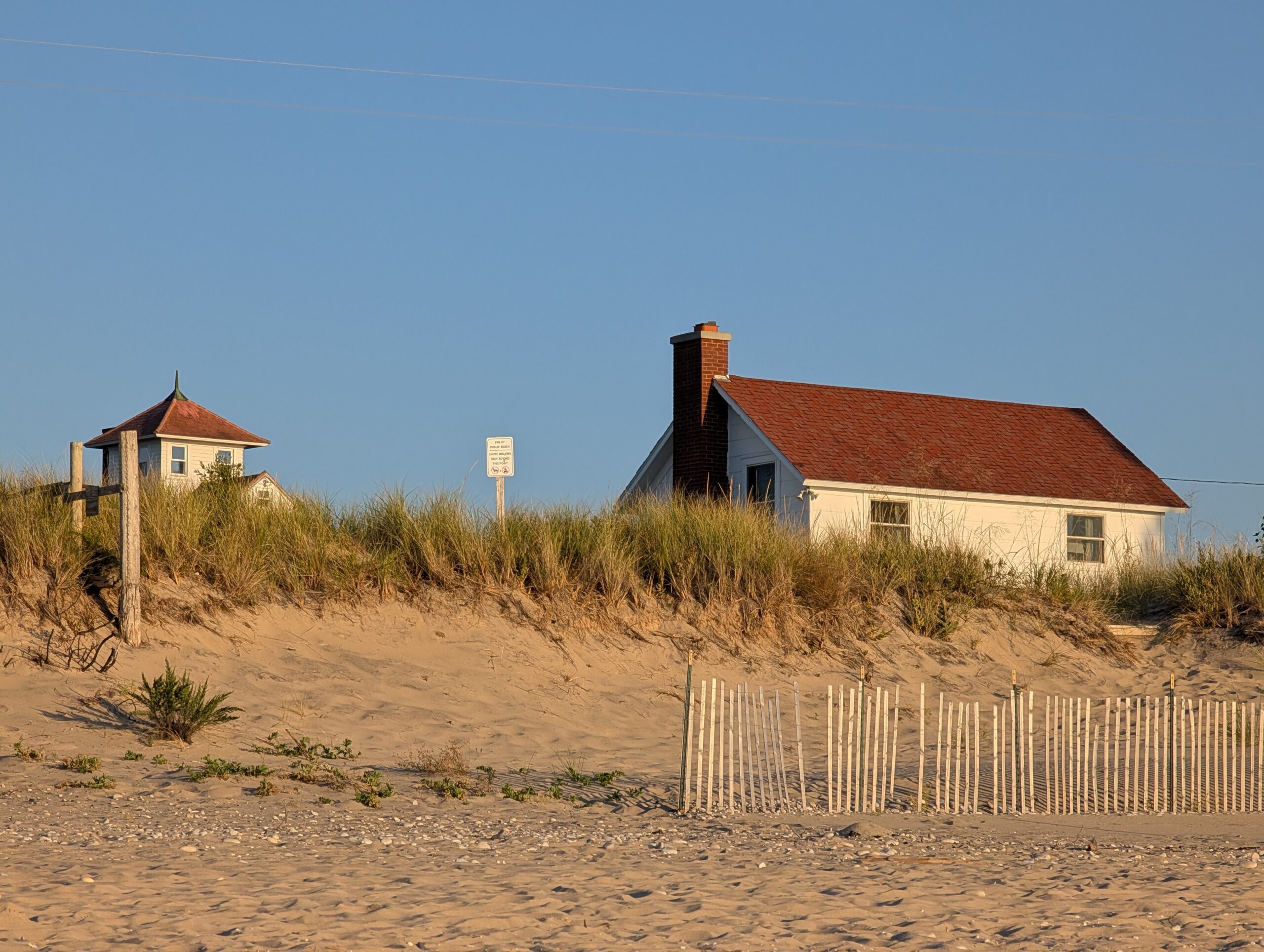 A photo of buildings on a beach, taken with the Pixel 9 Pro.