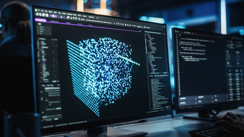 An artist's rendering of quantum data represented on a computer screen