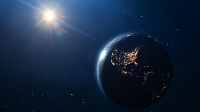 Earth and the sun in our solar system