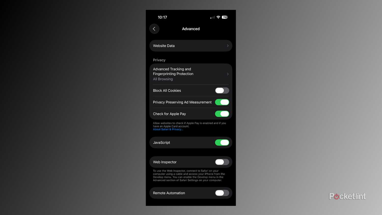 Advanced Safari options in iOS 26.